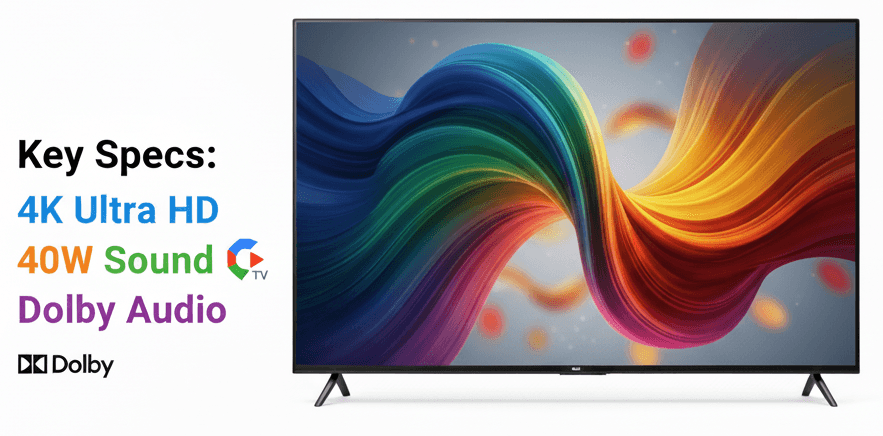 Key Specs: 4K Ultra HD, 40W Sound, Google TV, Dolby Audio